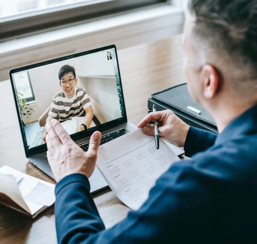 Woman in video call